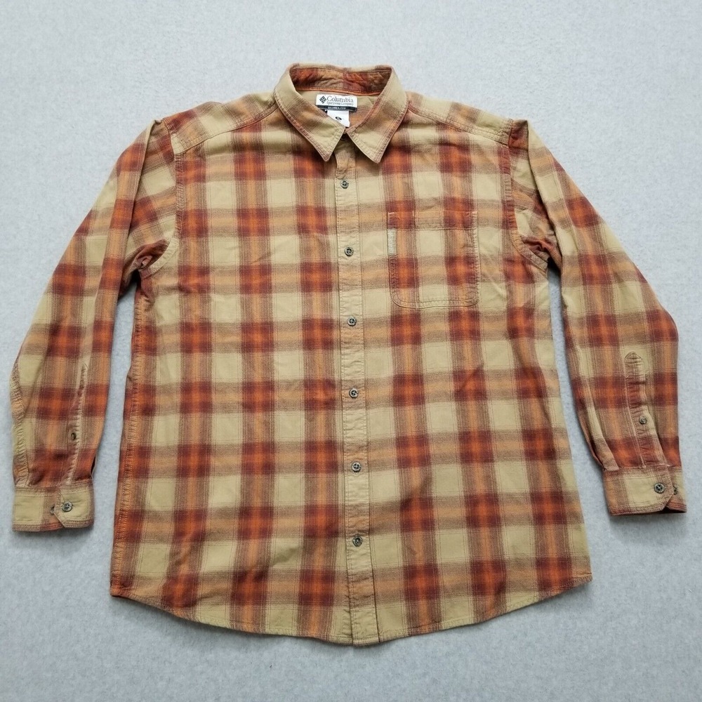 Columbia Shirt Mens XL Plaid Button Up Long Sleeve Pocket Western